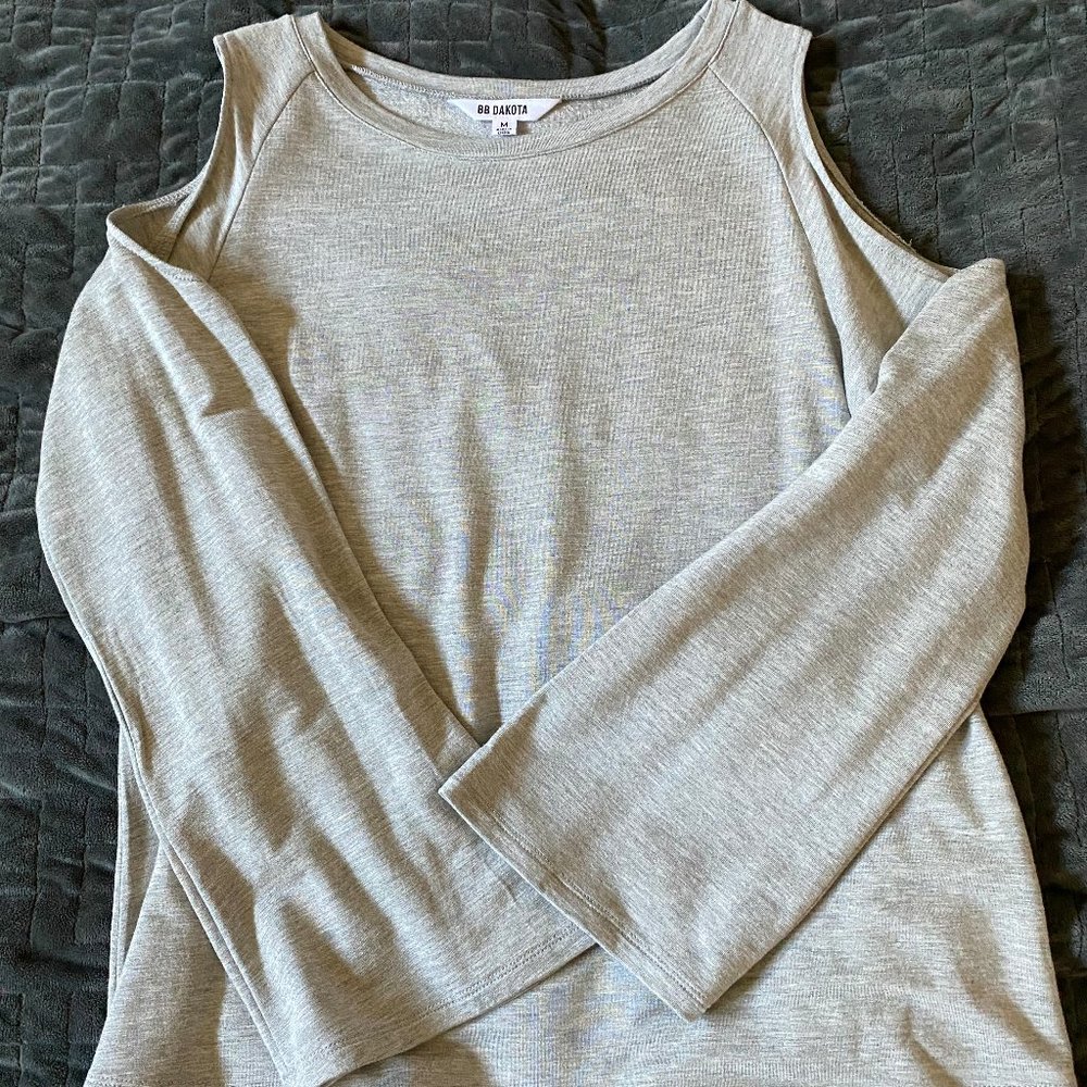 Gray Cold Shoulder Top